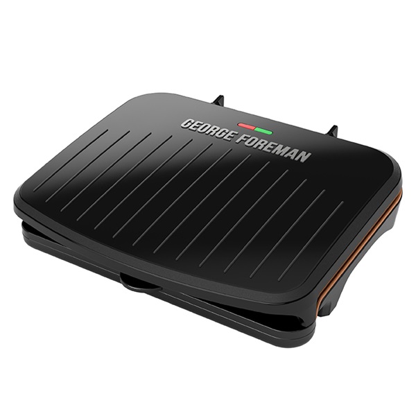 5-Serving Classic Plate Electric Indoor Grill and Panini Press, Black with Copper Plates - GRS075BC
