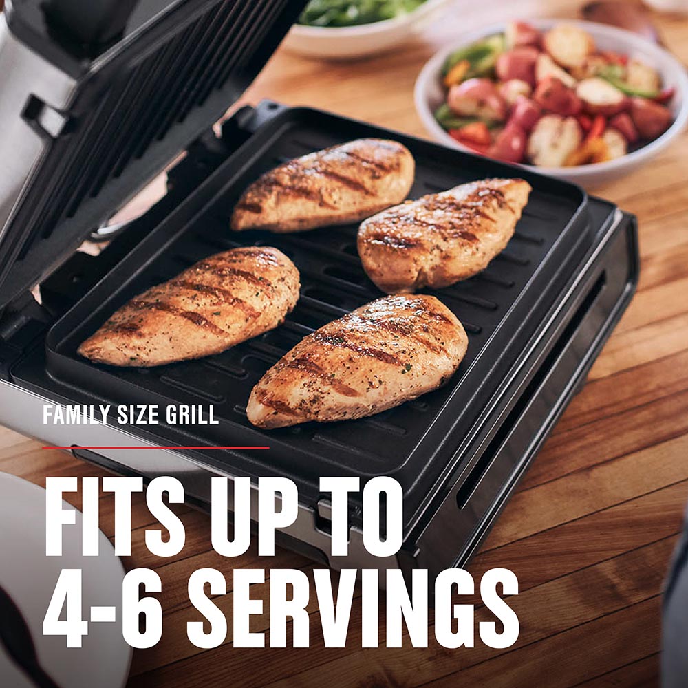 George Foreman Contact Smokeless Select a Temp. Grill, Family Size 4-6 Servings George Foreman 12.12-in L x 10.23-in W Non-Stick Residential at