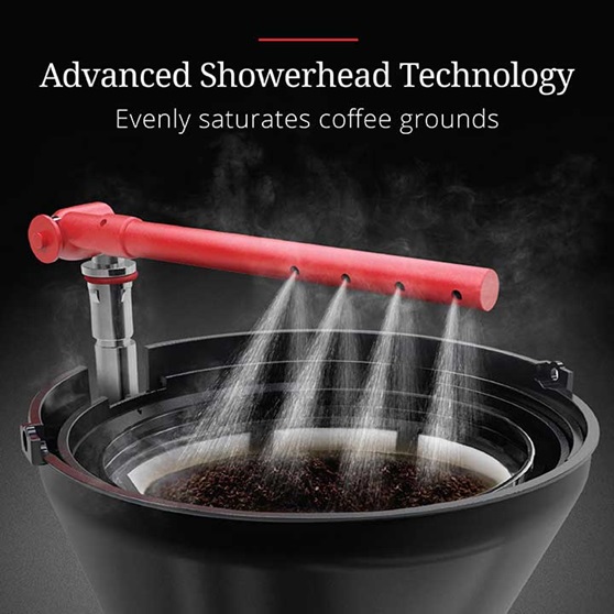 Advanced Showerhead Technology - Evenly saturates coffee grounds