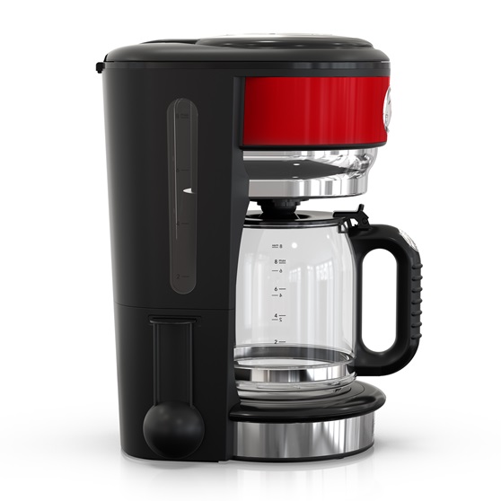 Retro Style 8-Cup Coffeemaker | Red & Stainless Steel