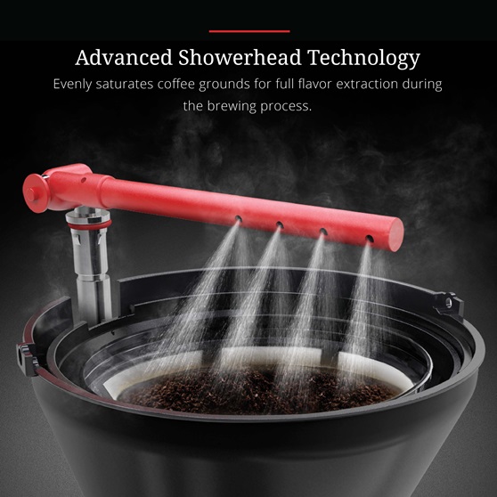 Stainless Steel 8-Cup Coffeemaker | Black Glass Accent | advanced shower technology