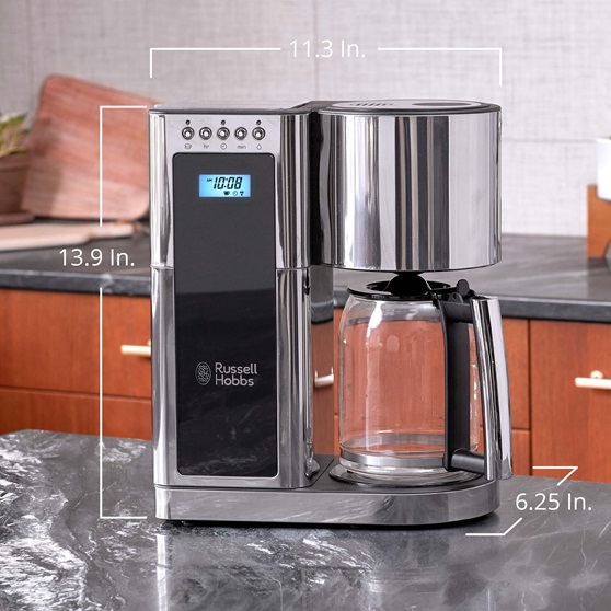 Stainless Steel 8-Cup Coffeemaker | Black Glass Accent
