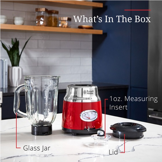 What's in the box - Glass jar, lid and 1 oz. measuring insert