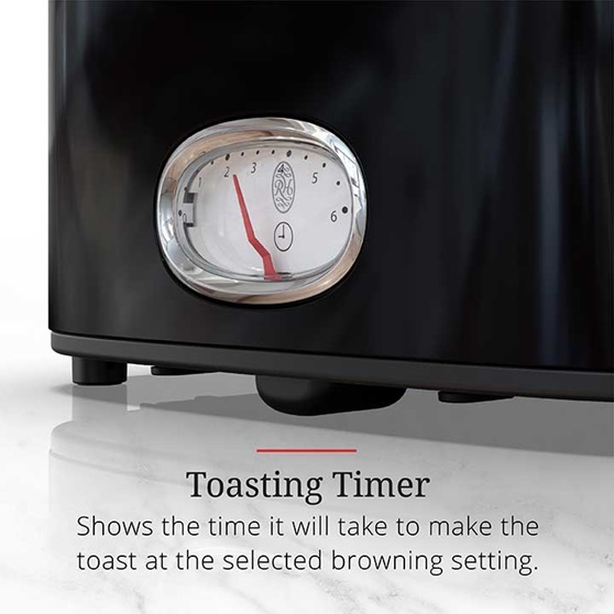 Toasting Timer shows the time it will take to make the toast at the selected browning setting | TR9150BKR