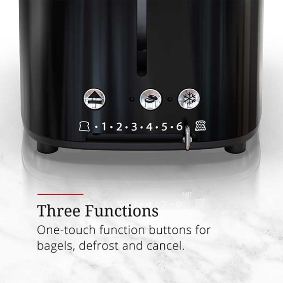 Three functions, one touch function buttons for bagels, defrost and cancel | TR9150BKR