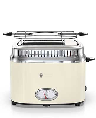 Retro Style 2-Slice Toaster | Cream & Stainless Steel