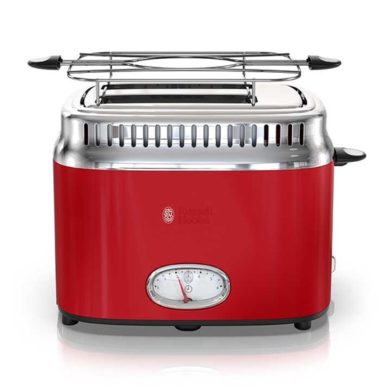 Retro Style 2-Slice Toaster | Red & Stainless Steel