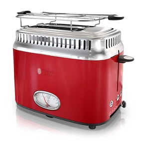 Retro Style 2-Slice Toaster | Red & Stainless Steel