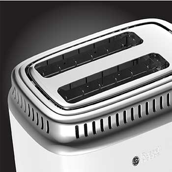 Extra Wide Slots | Retro Style 2-Slice Toaster | White & Stainless Steel