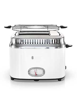 Retro Style 2-Slice Toaster | White & Stainless Steel