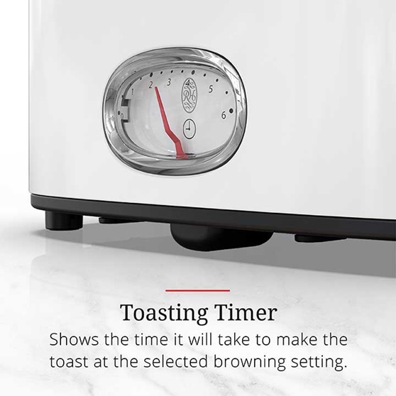 Toasting Timer shows the time it will take to make the toast at the selected browning setting | TR9150WTR
