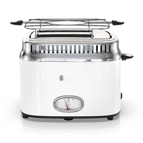Retro Style 2-Slice Toaster | White & Stainless Steel