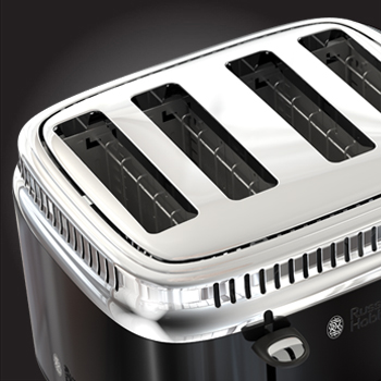 black retro style 4 slice toaster extra wide slots tr9250bkr