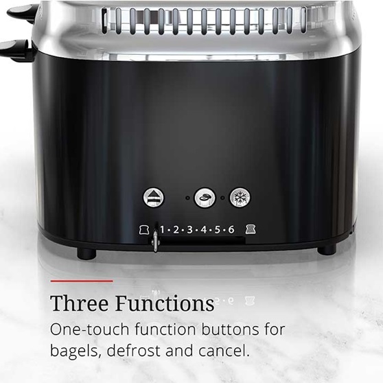 Three functions, one touch function buttons for bagels, defrost and cancel | TR9250BKR