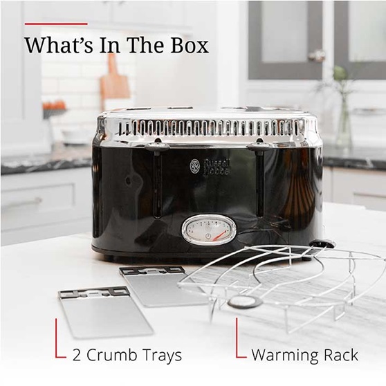 What's in the box | Crumb tray and warming rack | TR9250BKR