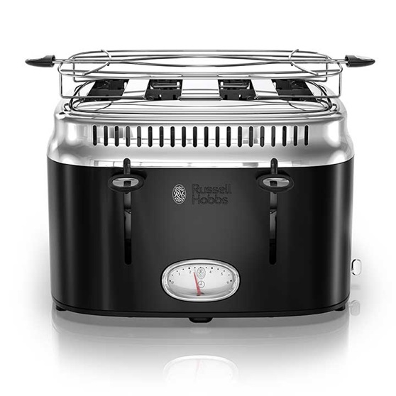 Retro Style 4-Slice Toaster | Black & Stainless Steel
