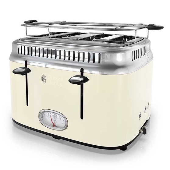 Retro Style 4-Slice Toaster | Cream & Stainless Steel