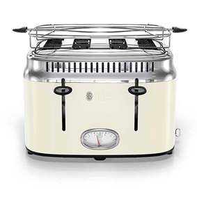 Retro Style 4-Slice Toaster | Cream & Stainless Steel