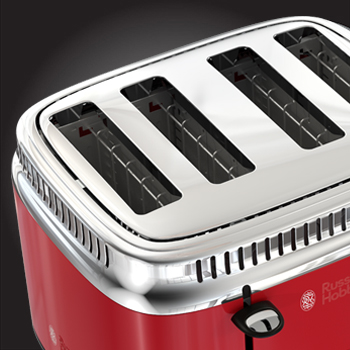 red retro style 4 slice toaster extra wide slots 0tr9250rdr