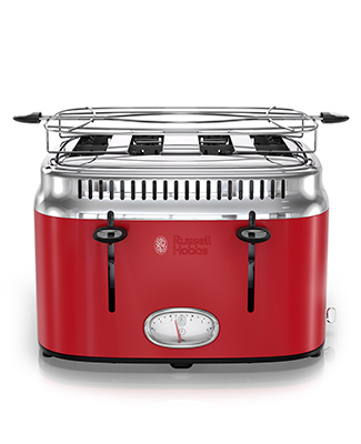 red retro style 4 slice toaster russell hobbs tr9250rdr