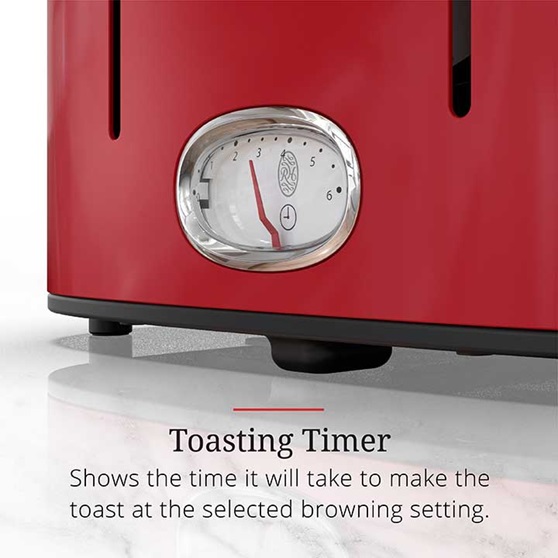 Toasting Timer shows the time it will take to make the toast at the selected browning setting | TR9250RDR