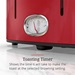 Toasting Timer shows the time it will take to make the toast at the selected browning setting | TR9250RDR