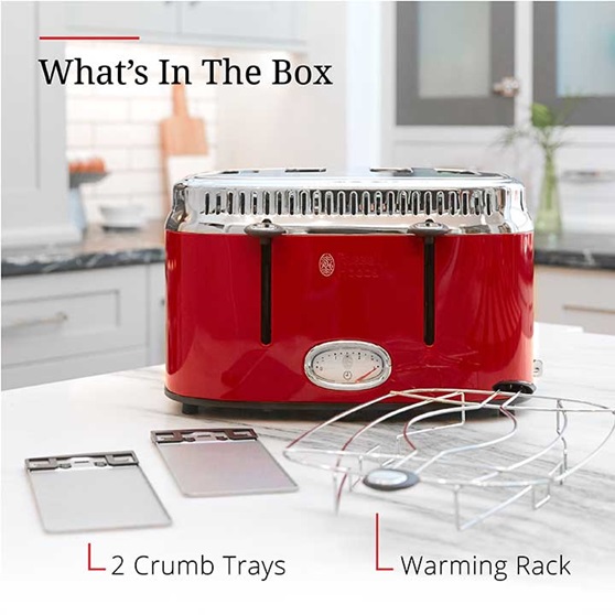 What's in the box | Crumb tray and warming rack | TR950RDR