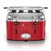 Retro Style 4-Slice Toaster | Red & Stainless Steel