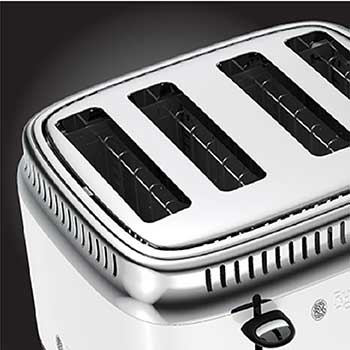white retro 4 slice toaster extra wide slots