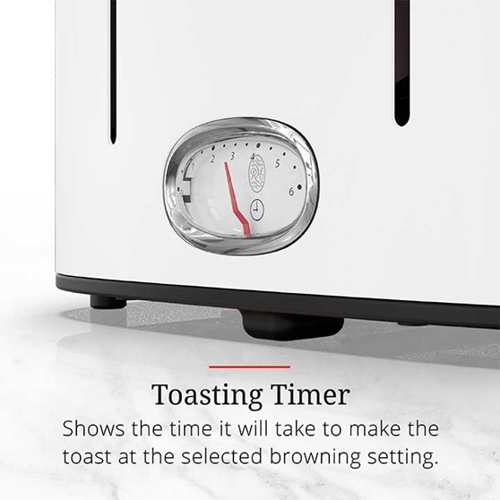 Toasting Timer shows the time it will take to make the toast at the selected browning setting | TR9250WTR