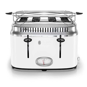 Retro Style 4-Slice Toaster | White & Stainless Steel