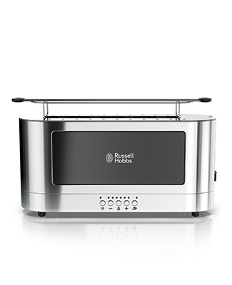 russell hobbs trl9300bkr black glass accent 2 slice toaster