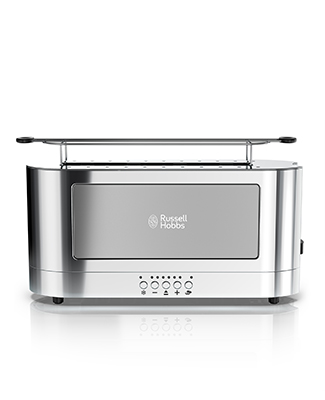 russell hobbs trl9300gyr silver glass accent 2 slice toaster