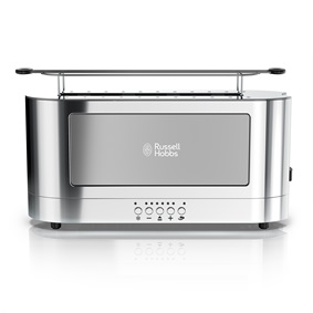 russell hobbs trl9300gyr silver glass accent 2 slice toaster