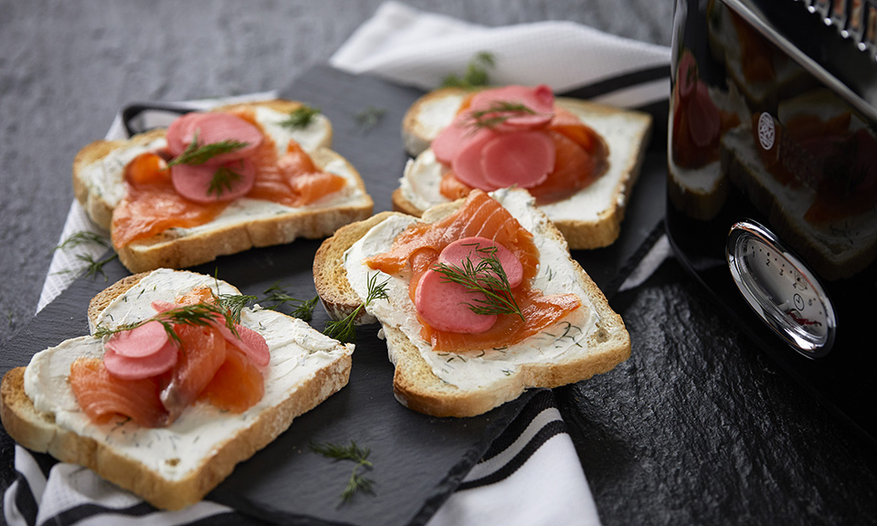 Salmon & Pickled Radish Toast Recipe by Russell Hobbs